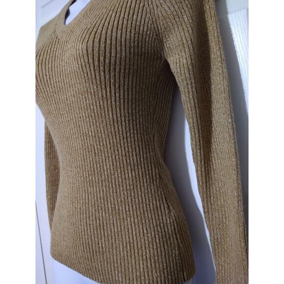 G2000 Womens Wool Blend Golden Tan V-Neck Knit Sweater Size 7 - Picture 5 of 9